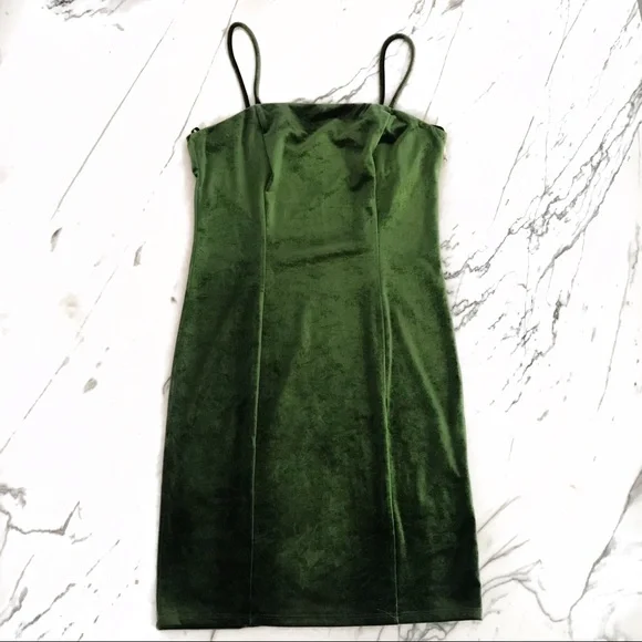 COPY - NWT Dark Green Velvet Dress - Picture 2 of 4